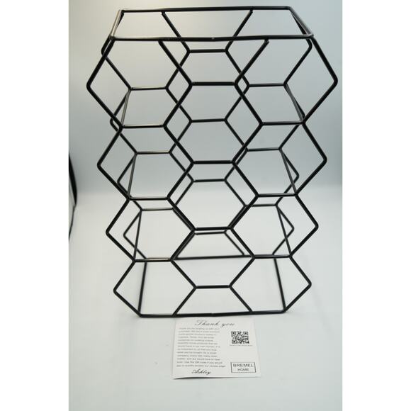 Bremel Home Black Hexagonal Metal Wine Rack – Holds 7 Bottles – Modern - Picture 1 of 3